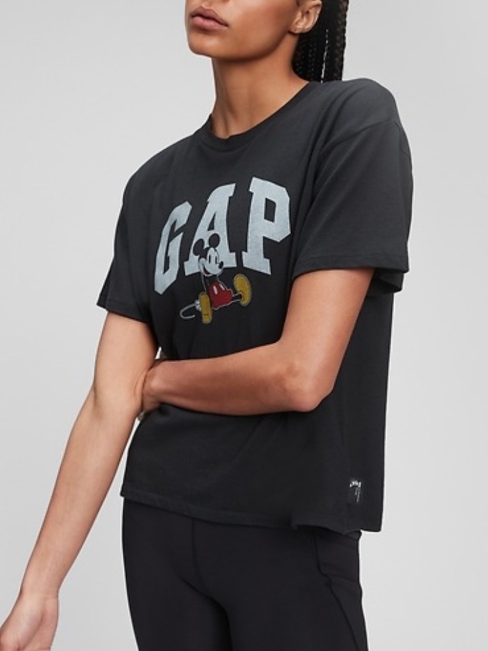 GAP x Disney Mickey Mouse T-Shirt in Moonless Night (Black) Women's Size L Tall